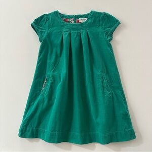 Mini Boden Girls 5-6 Green Corduroy Dress Floral Lining Pockets